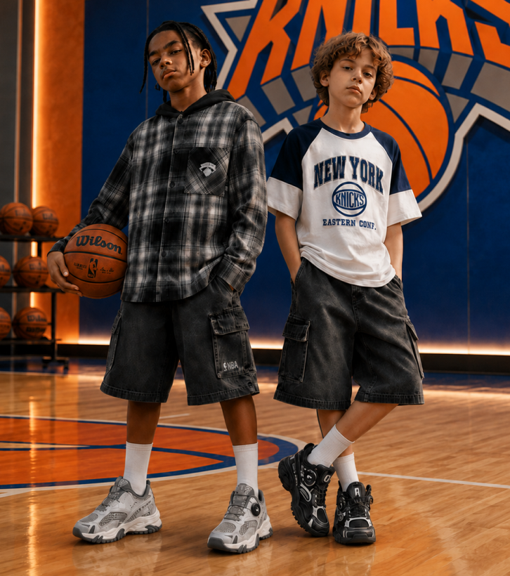 NBAKIDS NEW YORK NICKS OVERFIT CHECK SHIRTS JACKET