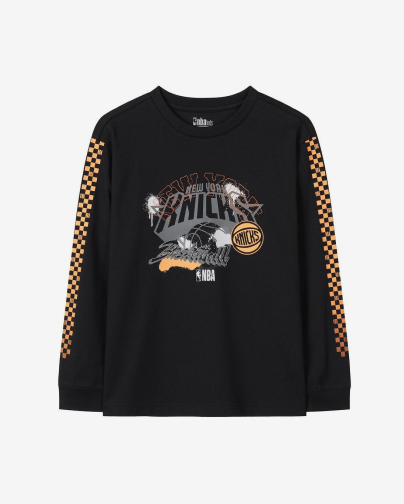 NBA키즈 닉스 그래픽 긴팔티 블랙